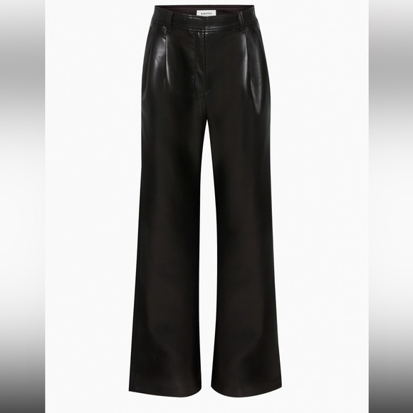 Aritzia - Wilfred high waited pleated leather pants with wide leg cut in size 4. - Picture 3 of 8